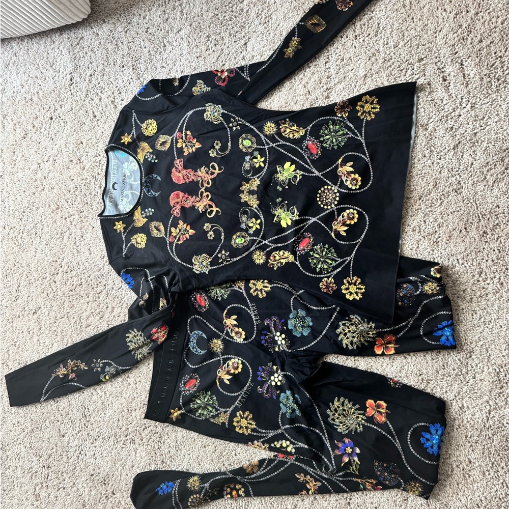 Marine Serre Black Two-Piece Set